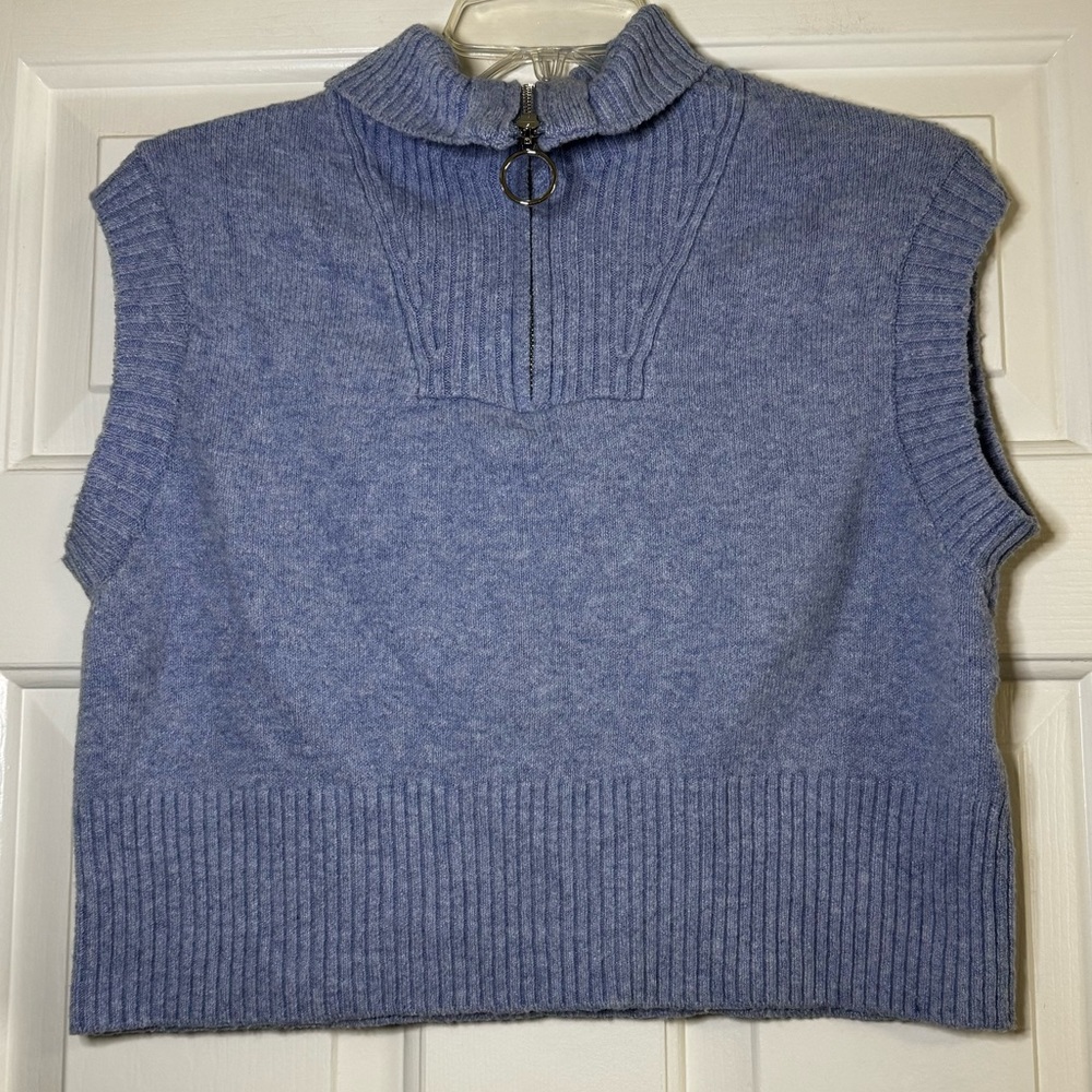 Pink Rose Womens Stormy Peri Blue Quarter Zip Knit Sweater Vest 2S10561 NWT M